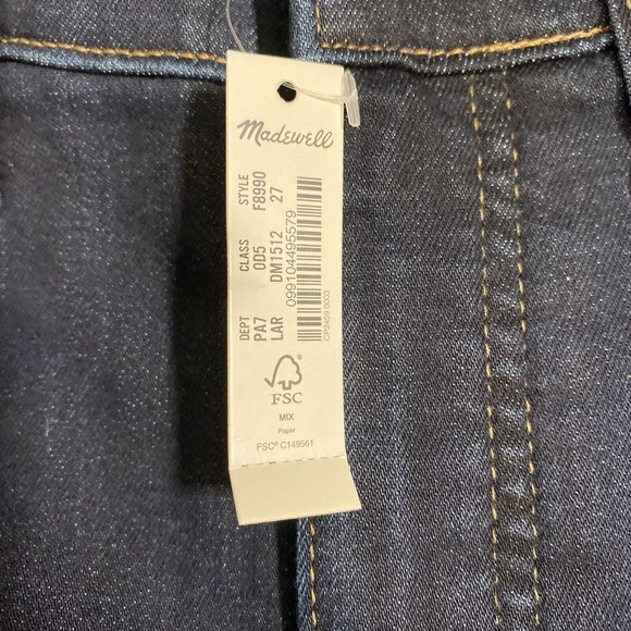 Madewell Women's 10" High-Rise Skinny Jeans in Hayes Wash f4684 size 27x28 $128 - Picture 4 of 8